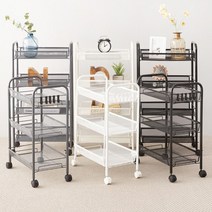 예다움 이동식 주방 카트 트롤리 미용웨건 이동식카트, 2.포드 메쉬 트롤리 4단-그레이