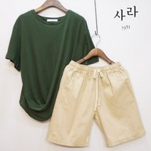 사라 여성용 밴딩 롤업 스판 4부 린넨 반바지