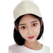 이쁘다샵 가발위드 단발 스타일캡 여성 모자가발, 베이지+블랙브라운, 1개