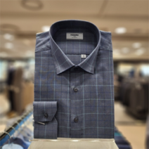 레노마 SH04 면 혼방 멜란 투톤 체크 스넵카라 슬림핏 남방 셔츠 RLFSL1-953-BU-6