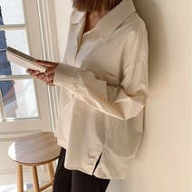 로로텐 오픈 카라넥 남방 언발 옆트임 루즈핏 여성 빅사이즈