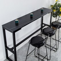 좁고긴테이블 높은 라운지 스탠딩 바테이블 블랙, 블랙 140 x 40 x 105cm