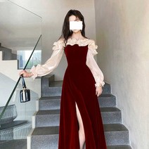 브라이덜샤워 드레스 결혼식하객룩 돌잔치 피로연 옷, 자홍색 XS