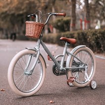 키즈 16인치 4발 보조바퀴 어린이 바구니 자전거, 핑크