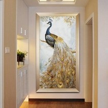 happy shopping황금 공작 금전수 부귀영화 전체수 보석십자수 DIY키트 B0200, 50x90cm