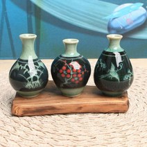IJP035455청자흑 상감 미니어처 항아리 소품(3P) 전통 인테리어 진열 장식
