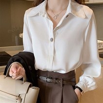 코지 여자 깔끔하고 모던한 단추 포인트 클래식 블라우스
