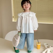 키즈티아라 유아동 프릴화이트 여아 블라우스 흰색