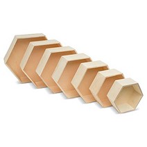Wooden Hexagon Floating Shelves with Backs Set of 7 Unfinished for Crafts and DIY Wall Décor: Mode, 1, 기타
