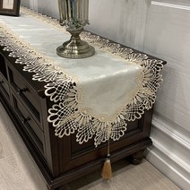 효담상회 예쁜 레이스 식탁보 테이블보 테이블 러너 13종, 40×220(6인용), 11.아이보리
