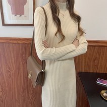 비주샵 데일리 반목 폴라 골지 니트 롱 원피스 B-81