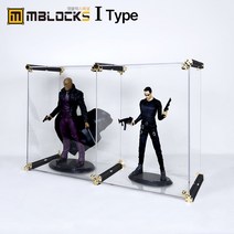 건담 피규어 진열장 장식장 레고진열장 아크릴 장식장 케이스 엠블럭스페셜 I타입 1층x2칸 2칸형 (세로형)(앞/뒤덮개포함), 07.스페셜_I타입1층x2칸 2칸형(검정+골드/세로)