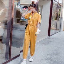 반소매점프수트 반팔 와이드 루즈핏 카고 바디슈트 여성 여름 2022 하이웨이스트 날씬해 보이는 점프슈트 4804266323