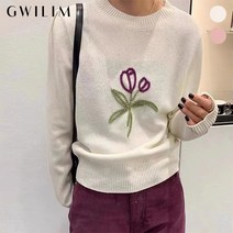 (귈림) 플라워 핸들자수 라운드 니트(GAWKN097P)