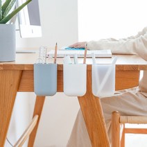 다용도 심플 모던 이쁜 컴퓨터 데스크 책상 접착 부착 식 연필 필기구 꽂이 홀더 걸이 분리 정리 수납함 아이디어 사무 용품 교실 학원 꾸미기 흰색 화이트, 반투명