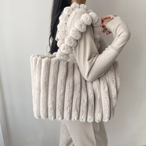 소프트 페이크 밍크 털 퍼 가방 에코 쇼퍼 숄더 빅 백 2컬러