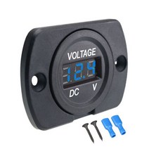 차량용 전류계 디지털 패널 전압계 DC 12V 24V LED 디스플레이 전기 전압 측정기 볼트 테스터 자동차 자동 오토바이 보트 ATV 트럭 129813, 129813 blue