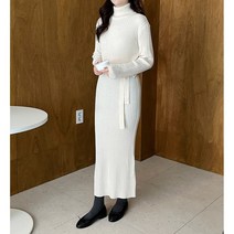 온도바이헤이 자체제작 터틀넥 겨울 폴라 골지 울 롱 니트원피스