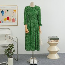 플랜비 잔꽃 셔링 롱 쉬폰 원피스 P2301OP005A