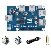 라즈베리파이 코딩 릴레이 센서 Waveshare USB 3.2 Gen1 허브 햇 확장 보드 라즈베리 파이 4 B 3 2B 제로 2 W WH 플러그 앤 플레이, Blue
