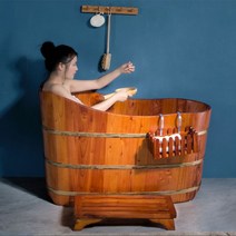 히노끼욕조 나무목욕통 스파욕조 욕조 나무욕조 1인욕조나무 편백나무욕조 편백나무욕조덮개, 춘무 120x58x60