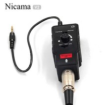 마이크스탠드 유튜브 방송용마이크거치대 nicama v2 xlr 기타 어댑터(48v 팬텀 전원 액세서리 포함) 스마트폰 ipad dslr 카메라용 프리앰프 증폭기