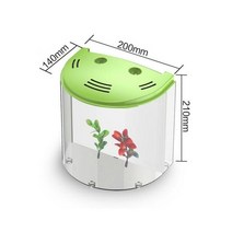 휴대용 미니 물고기 탱크 데스크탑 해양 아쿠아포닉 수족관 betta 물고기 그릇 공기 펌프 led 조명 장식 액세서리, 연한 초록색