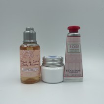 록시땅 체리 블러썸 바스 앤 샤워젤 35ml 로즈 핸드크림 10ml 컴포팅 크림 미니어처 화장품 세트