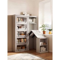 책장 책상 접이식 확장형 공간활용 데스크 테이블, 책상 + 대형 5도어 책장(의자 제외)