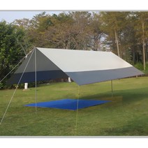 꽁타프 어반포레스트 렉타 헥사 아릭시 디디 치즈 하비 실 블랙코팅 면 타프 대형 캐노피, 8m  6m 회색 2 막대 + 네일 로프 10이있