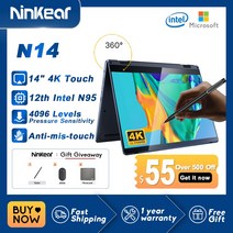 미니 PC 데스크탑 사무용 Ninkear 노트북 N14 14 인치 4K IPS 터치 스크린 12 번째 인텔 셀러론 N95 12GB DDR5 1TB SSD 백라이트 키보드, 2.Laptop x Pen - 12GB DDR5 1TB