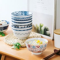 돈부리 텐동 덮밥 그릇 일본 일식 라멘 밥그릇 마라탕 도자기 인치 홈 작은 유약 색상, 10개의 무작위 슈트에 5인치