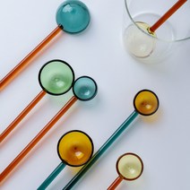 유리 숟가락 165x40 티스푼 무지개 핸들 요거트 아이스크림 커피 스푼, 골드+찐 그린