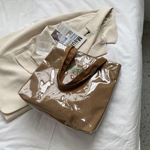 트렌드 pvc 방수 투명 에코백 토트백 캐쥬얼 데일리 캔버스 가방