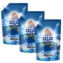 피죤 고농축 리치퍼퓸 시그니처 섬유유연제 아이스플라워 리필, 1.6L, 3개