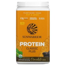 이지몰 Sunwarrior (선워리어) 프로틴 클래식 플러스 식물 기반 초콜릿 750g(1.65lb) No.27462, 748.43 g
