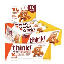 Think 치커리 루트 프로틴 바 솔티드 카라멜 1.4온스 10개, Salted Caramel, 10 Count (Pack of 1)