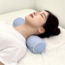 집콕 경추베개 거북목 일자목 목디스크 수건 경추목베개, 메밀 스카이블루