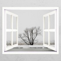 아트박스/꾸밈 ih268-눈 내린 고향_창문그림액자_뮤럴시트지, C타입-엘레강스골드