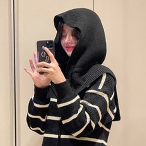 MYKOMI 겨울 후드 목도리 페이션 넥워머 바라클라바 줄있는 후드모자