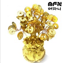 FANSDA 황금엽전 복주머니 돈나무 금전수 풍수소품 행운목, (대)엽전 황금돈나무