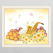 아트박스/꾸밈 cj840-꽃밭의색소폰_창문그림액자, F타입-러블리베이지
