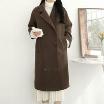 셀러허브(잡화) 여자 더블버튼 공항룩 겨울 일자 루즈핏 롱코트