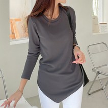 [나크21] (55~100) 라운드넥 사선 롱 티셔츠 KO13-T-03