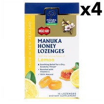 ManukaHealth Manuka Honey Lozenges 마누카헬스 마누카 꿀 사탕 레몬맛 MGO 400 15개입 4팩, 1개, 기본