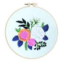 서양자수 DIY 꽃 자수 재료 키트 초보자를 위한 재미있는 수공예 크로스 스티치 예술 공예, H