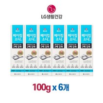 (LG생활건강) 페리오 2배강화 베이킹소다 담은 치약 플러스 100g, 6개