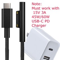마이크로 소프트 서피스 프로 3 4 5 6 책 2 1 충전기 케이블 빠른 USB-C 전원 공급 장치 태블릿 액세서리, 04 1.5M