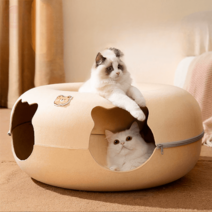 고양이 터널 커튼 블록 미로 종이 숨숨 치즈 하우스 봉투 바스락 캣터널 팝콘 도넛 원목, L-60*60*28cm (권장체중 8-16근), 옵션5