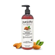 PURA DOR Organic Sweet Almond 오일 (1177ml) USDA Certified Pure & Natural 캐리어 오일 - Hexane Free - Skin